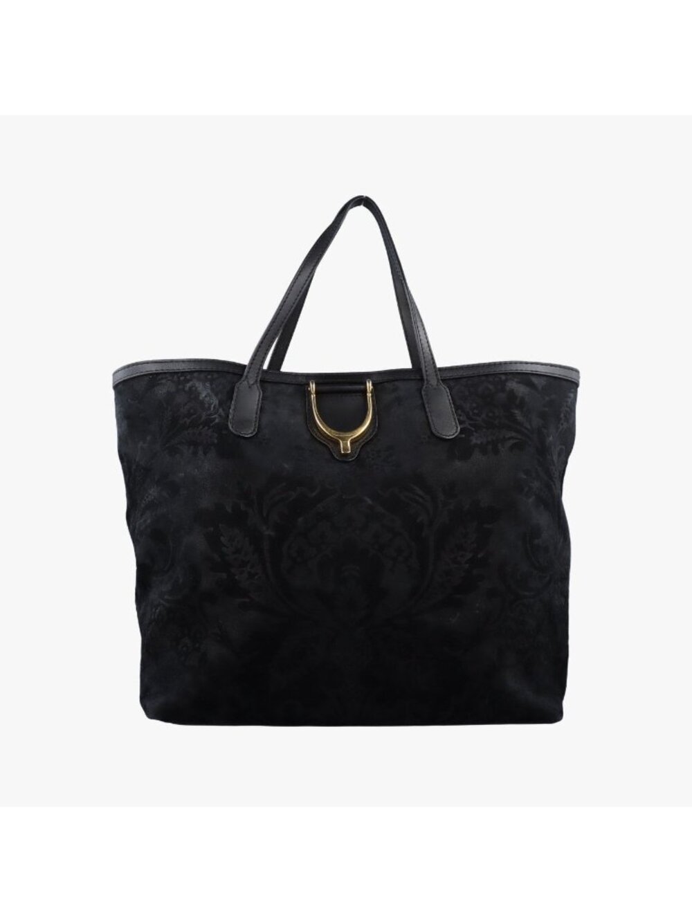 Gucci Gold Mark Top Handle Black Suede